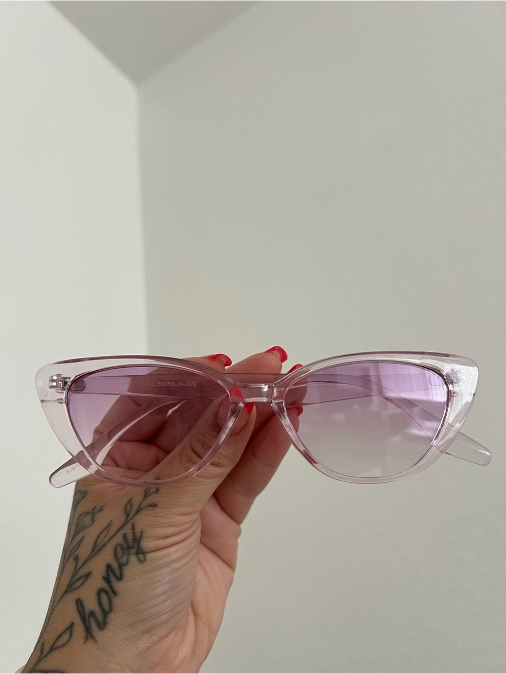 Clear Lavender Cat-Eye Sunglasses